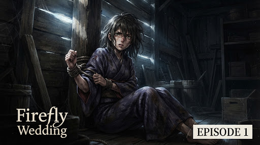 Satoko Kirigaya waking up tied inside the penal warehouse confronting assassin Shinpei Goto in Firefly Wedding Episode 1